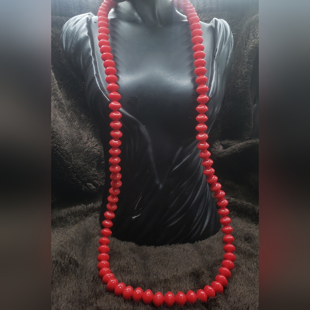 Vintage Key Crown Trifari Necklace Red